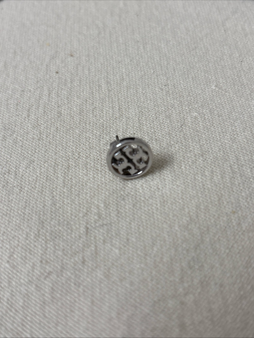 Tory Burch Silver Logo Stud Earring
